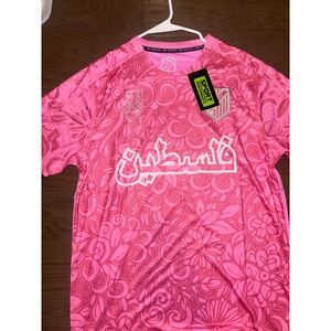 Palestine Soccer Jersey Pink Floral Tee Shirt Women's Size Large